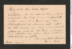 Nachlass Franz Steindachner, Postkarte von C. M. L. Popta an Franz Steindachner (11.08.1906), Inv.Nr. 403.04, Seite 2